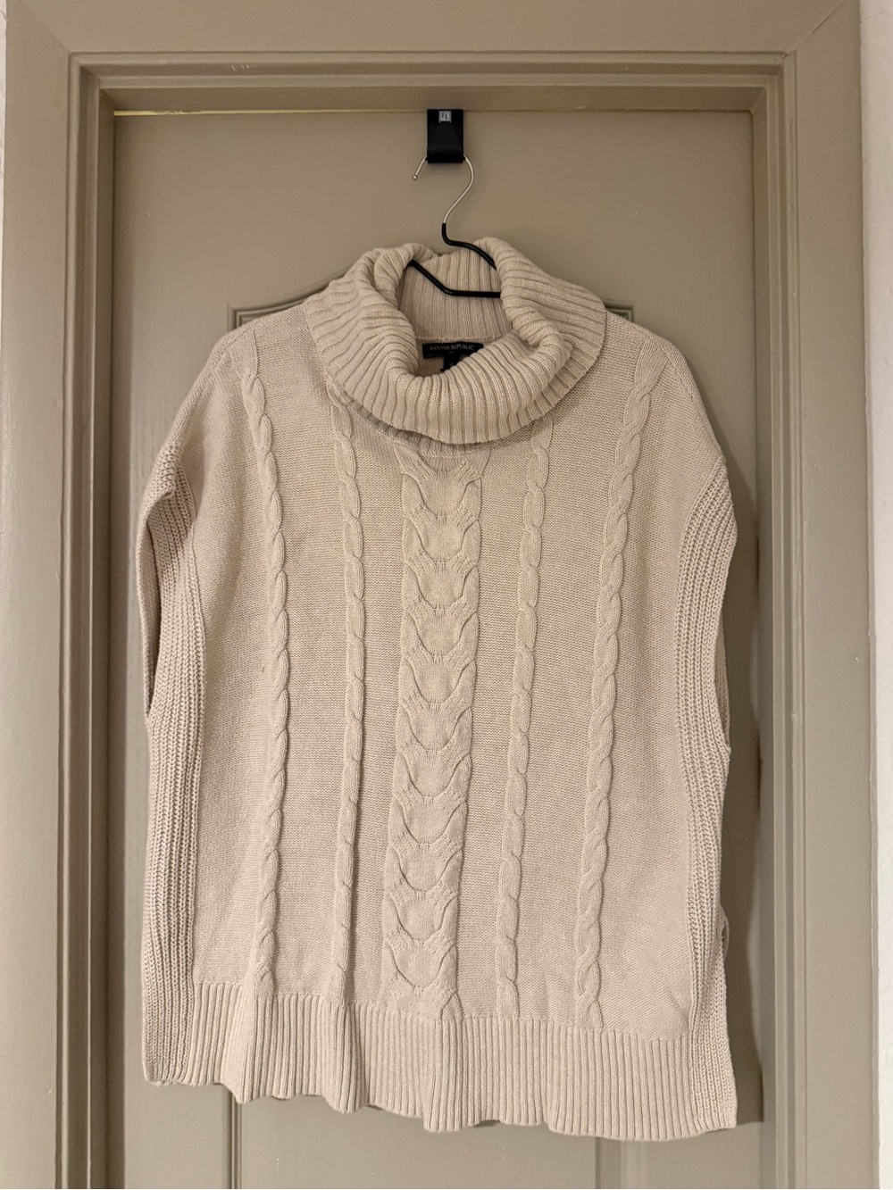 Banana Republic Cream Cable Knit Cowl Neck Sweater Vest